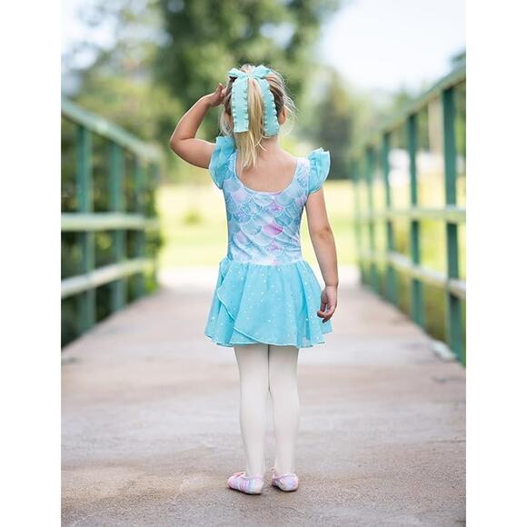 Dance Leotard Dress Flutter Sleeve Mermaid Medium Child Sparkle Skirt - Picture 2 of 2